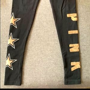 ☆HTF☆ PINK rose gold star yoga leggings (xs)